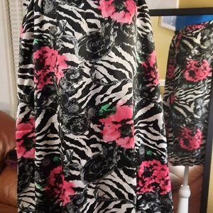Body Central Zebra Floral Strapless Dress Size Medium